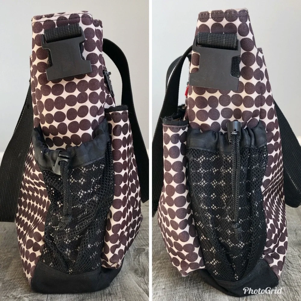 Skip Hop Diaper Bag Shoulder Strap Brown Dot Print Carryall